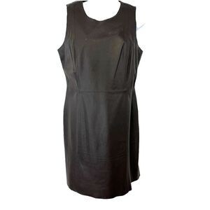 Banana Republic Womens SZ‎ 6-8 Dark Brown Fully Lined Leather A-Line Dress